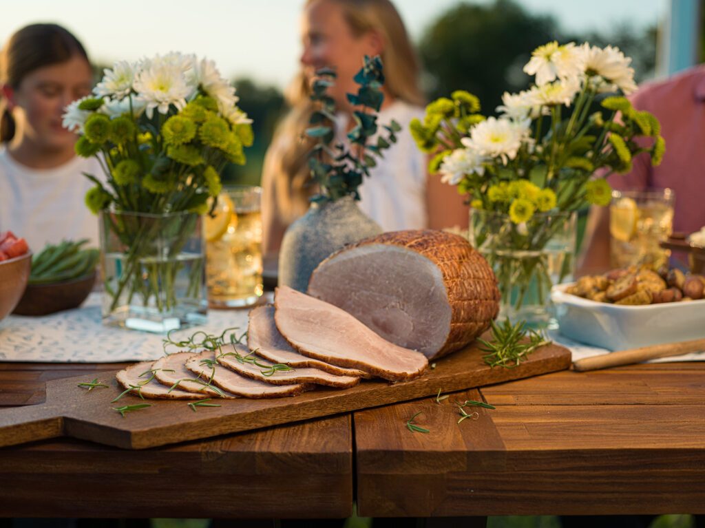 Lifestyle photo of a Kentucky Legend Hickory Smoked ham