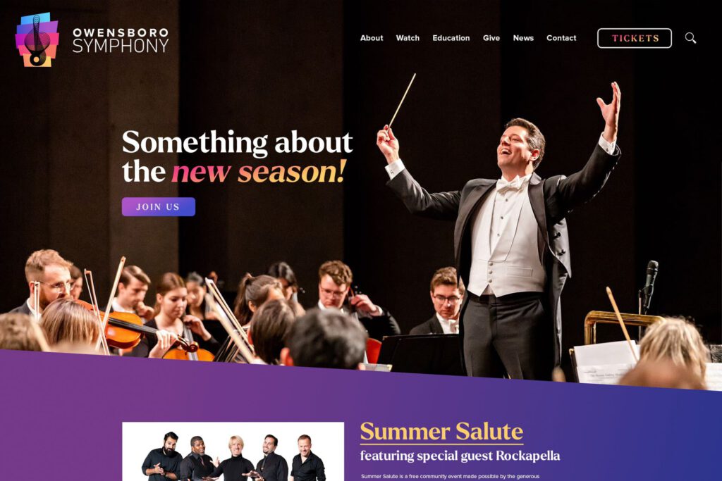 screenshot of the Owensboro Symphony website