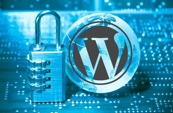 WordPress logo with a lock